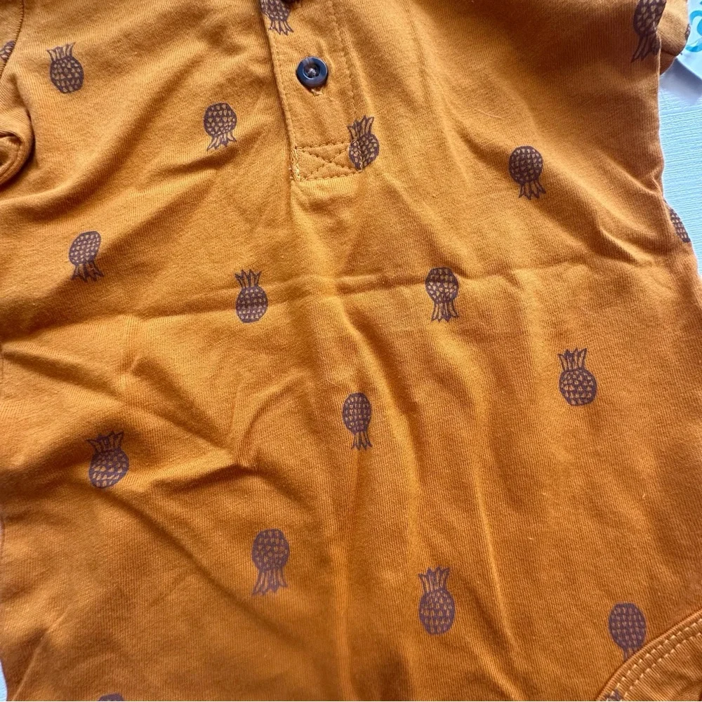 Carters‎ Two Piece Orange Pineapple Bodysuit Shorts Outfit Baby Boy 9m NWT